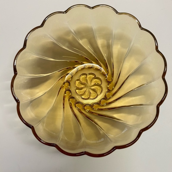 Vintage Hazel Atlas Marigold Amber Swirl Depression Glass Fruit/Dessert Bowl, - Picture 4 of 12